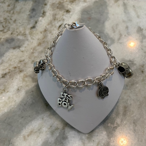 .925 Charm Bracelet with Charms Sterling Silver Jewelry - Picture 1 of 5